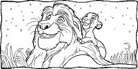 A coloring page of the lion king